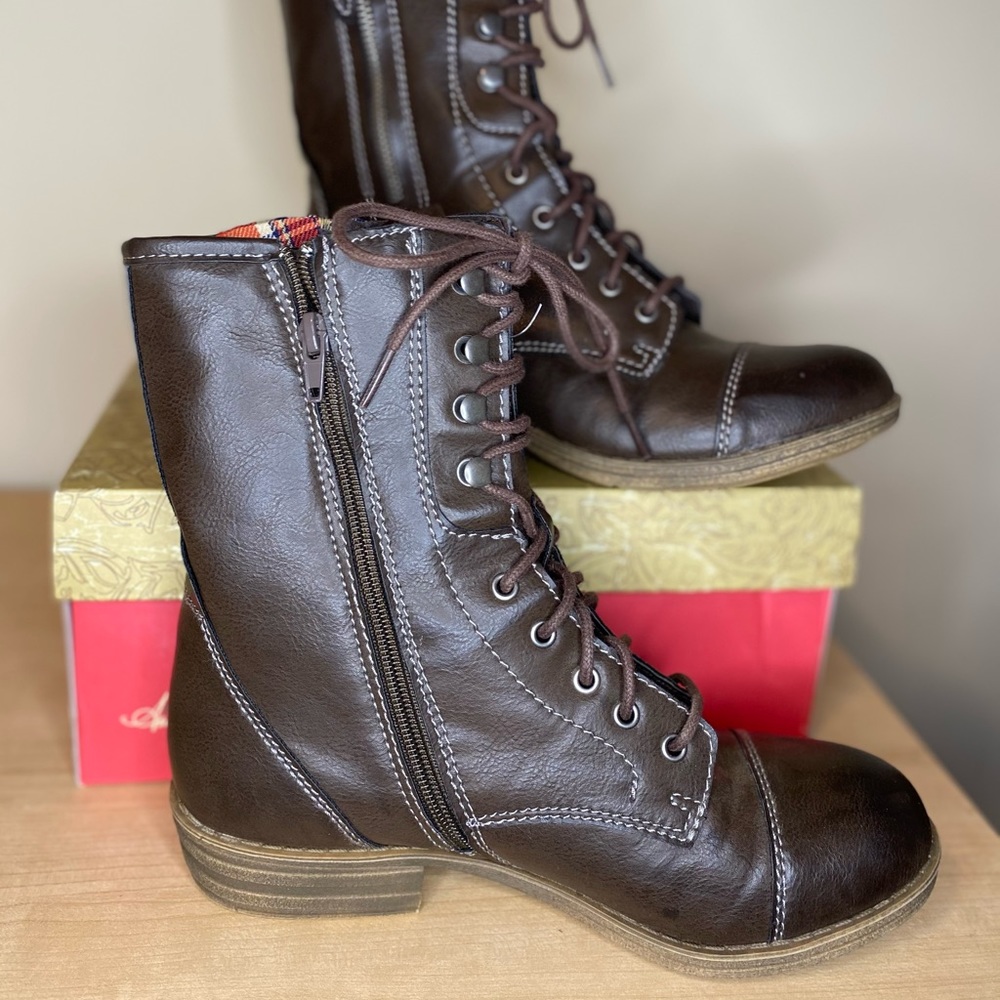 American Rag Brown Zip/Lace up Combat Boots